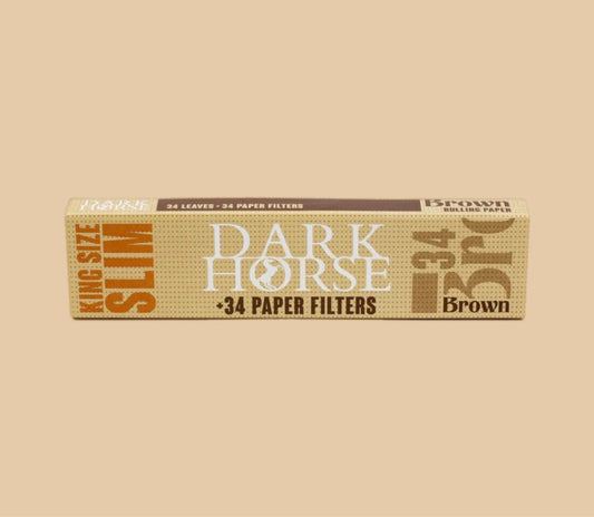 Dark Horse King Size Slim Unbleached Arabic Gum Papers + Filters