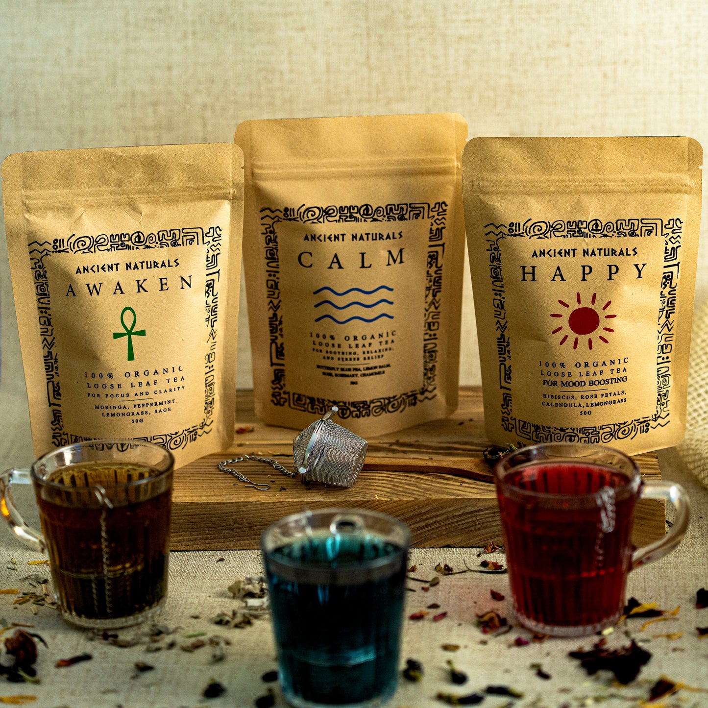 CALM, HAPPY & AWAKEN Herbal Tea Bundle.